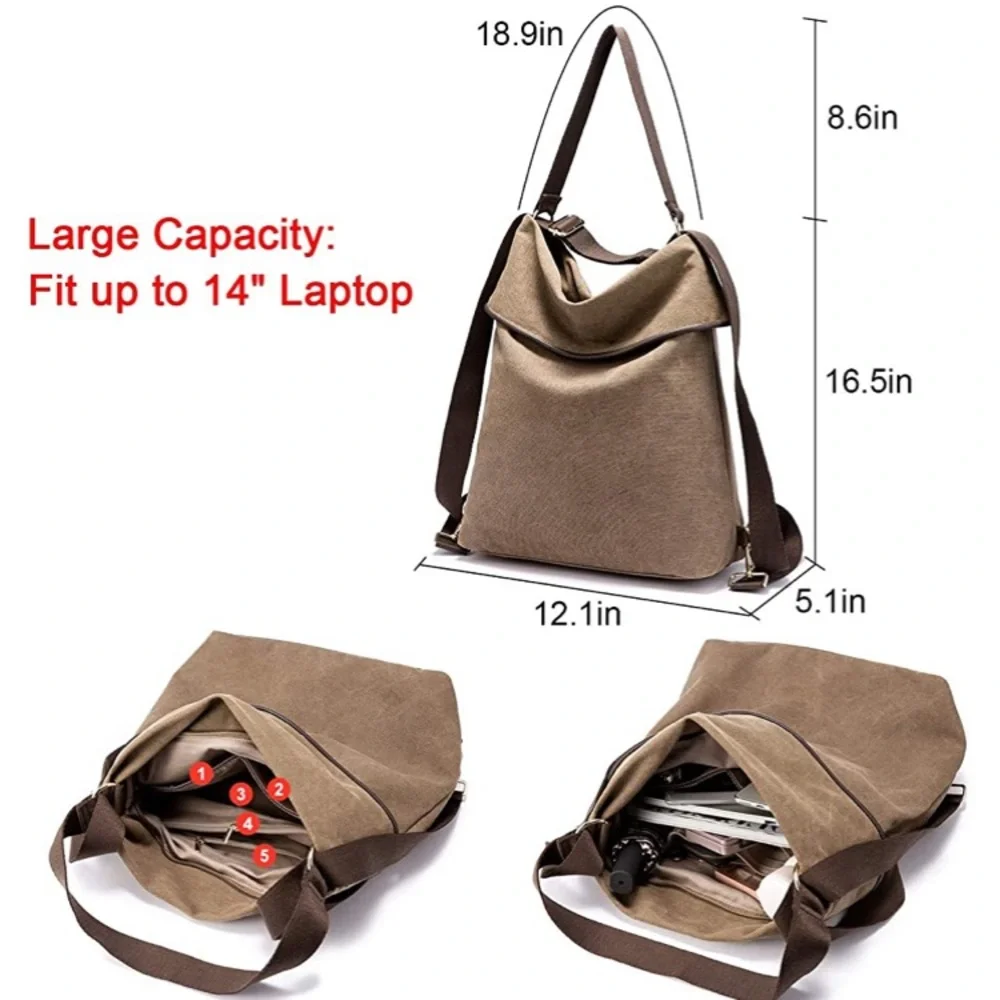 Multifunction/Convertible Canvas Bag or Backpack - Picture 5 of 11